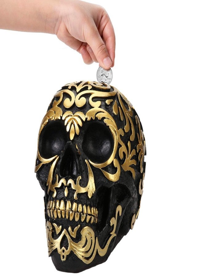CHDL Gothic Skeleton Heads Money Bank - 6" Realistic Resin Skull Heads Decor with Coin Slot, Halloween Skull Decor for Storage & Display, Horror Piggy Bank for Home Office Desk Collector Gift - Image 1